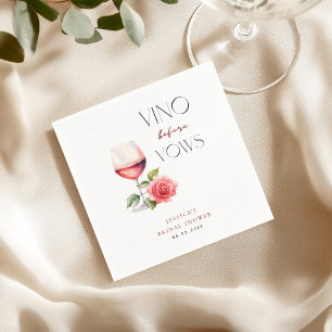 Vino Before Vows Pink Wine Theme Bridal Shower Napkins