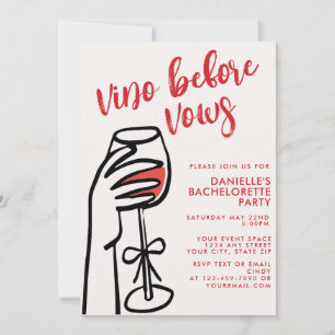 Vino Before Vows Red Wine Bachelorette Party Invitation