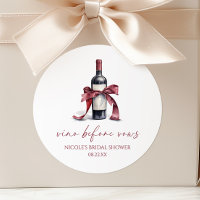 Vino Before Vows Red Wine Bottle Bow Bridal Shower