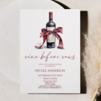 Vino Before Vows Red Wine Bottle Bow Bridal Shower