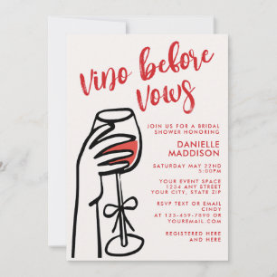 Vino Before Vows Red Wine Bridal Shower Invitation