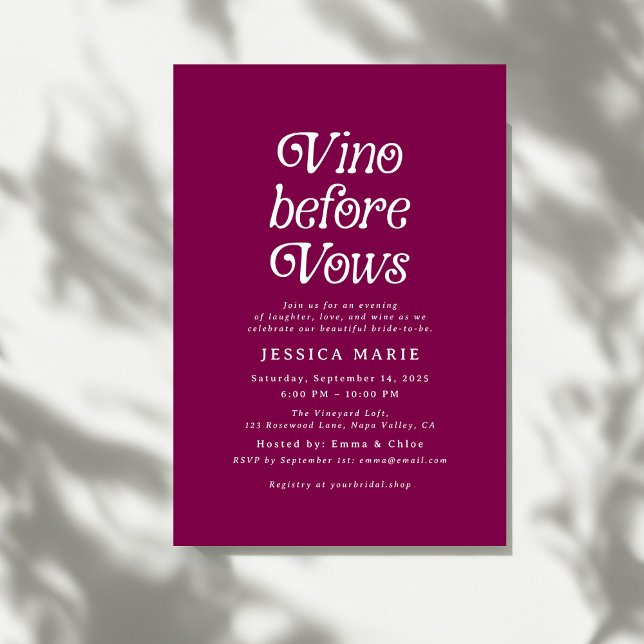 Vino Before Vows | Retro Wine Bridal Shower Invitation (Creator Uploaded)