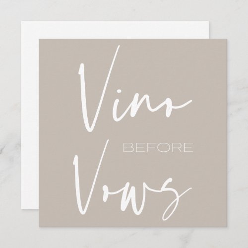 Vino before Vows Taupe Cream Wine Tasting Bridal  Invitation