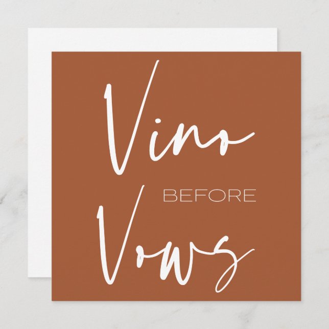 Vino before Vows Terracotta Wine Tasting Bridal Invitation (Front/Back)