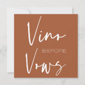 Vino before Vows Terracotta Wine Tasting Bridal Invitation (Front)
