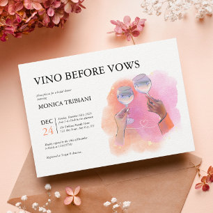 Vino Before Vows Vibrant Pink Orange Bridal Shower Invitation