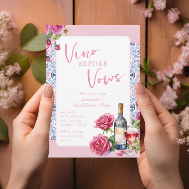 Vino Before Vows Vineyard Bachelorette Invitation (Creator Uploaded)