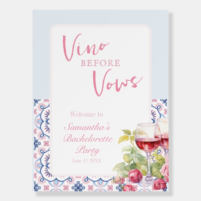 Vino Before Vows Vineyard Bachelorette Party Foam Board (Front)