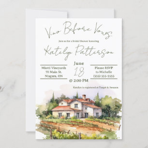 Vino Before Vows, Vineyard Bridal Shower Invitation