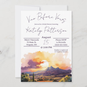 Vino Before Vows, Vineyard Bridal Shower Invitation