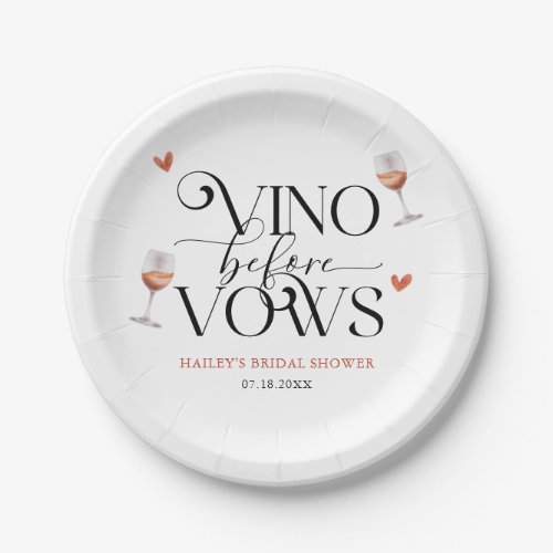 Vino Before Vows Vineyard Bridal Shower Paper Plates
