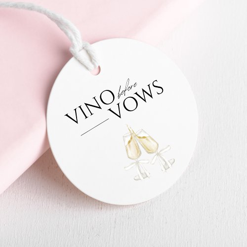 Vino before Vows White Floral Bridal Shower Favor Tags