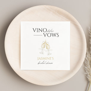 Vino before Vows White Floral Bridal Shower Napkins