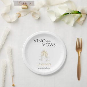 Vino before Vows White Floral Bridal Shower Paper Plates