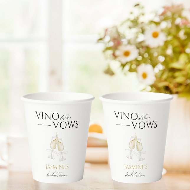 Vino before Vows White Magnolia Bridal Shower Paper Cups (Creator Uploaded)