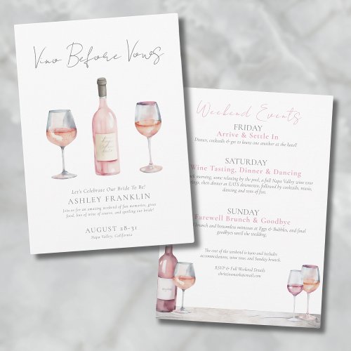 Vino Before Vows Wine Bachelorette Invitation