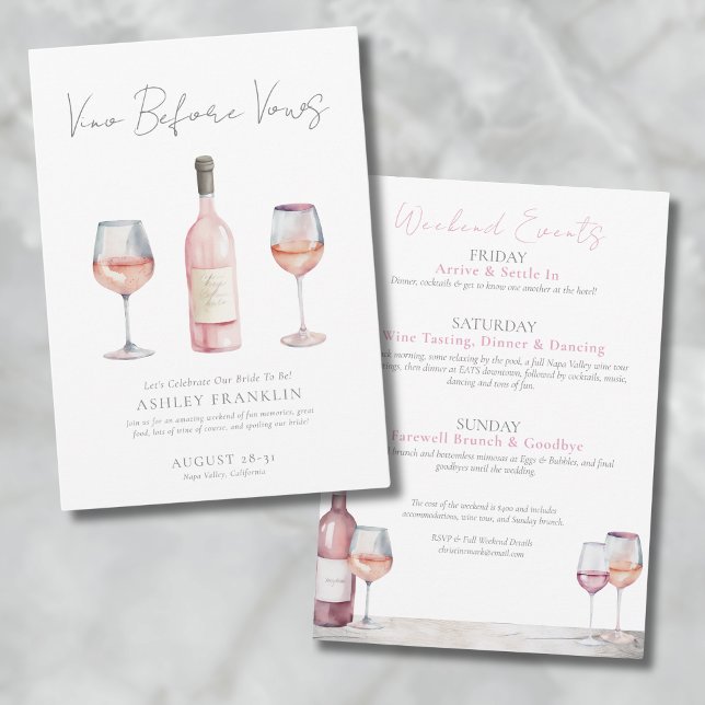Vino Before Vows Wine Bachelorette Invitation (Vino Before Vows Wine Bachelorette Invitation)