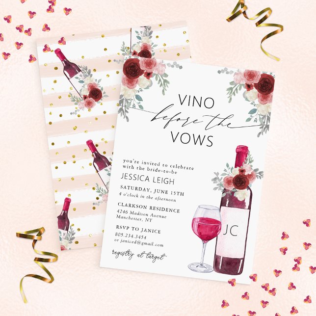 Vino Before Vows Wine Bridal Shower Invitation (Creator Uploaded)