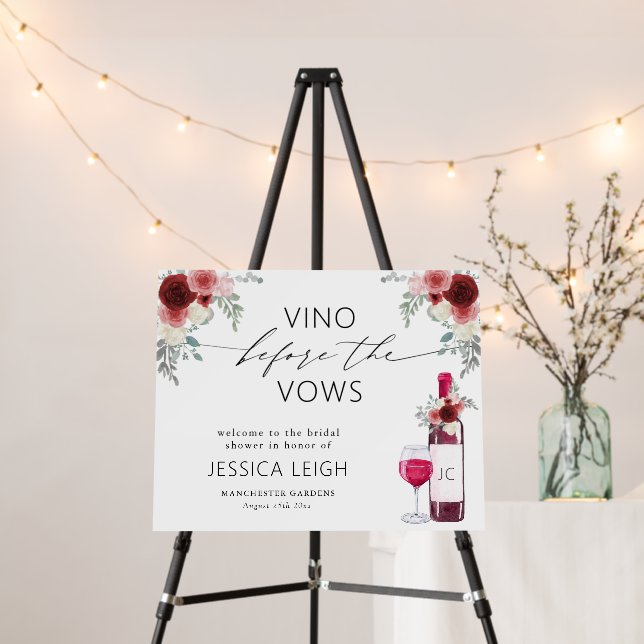 Vino Before Vows Wine Bridal Shower Invitation Foam Board (In Situ (Stand))