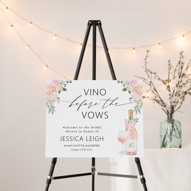 Vino Before Vows Wine Bridal Shower Invitation Foam Board (In Situ (Stand))