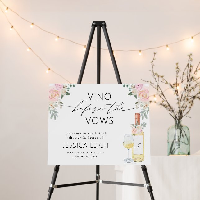 Vino Before Vows Wine Bridal Shower Invitation Foam Board (In Situ (Stand))
