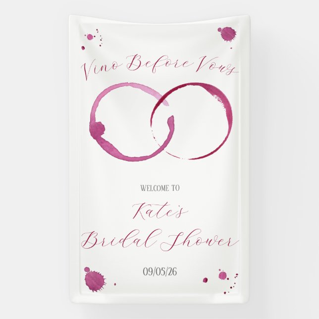 Vino Before Vows, Wine, Bridal Shower Welcome Banner (Vertical)