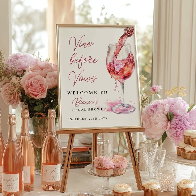 Vino Before Vows Wine Bridal Shower Welcome Poster (Vino Before Vows Wine Bridal Shower Welcome Poster)