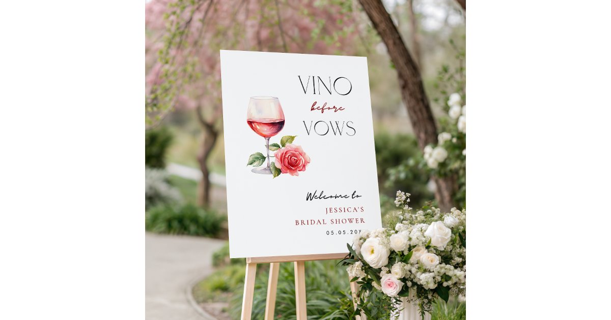 Vino Before Vows Wine Bridal Shower Welcome Sign | Zazzle