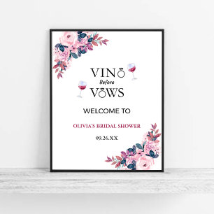 Vino Before Vows Wine Bridal Shower Welcome Sign
