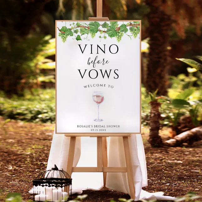 Vino Before Vows Wine Bridal Shower Welcome Sign | Zazzle