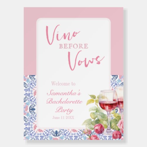 Vino Before Vows wine Country Bachelorette Party Foam Board