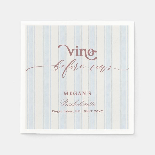 Vino before Vows Wine Country Bachelorette Party Napkins (Front)