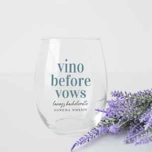 Vino Before Vows Wine Country Bachelorette Party Stemless Wine Glass