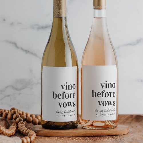 Vino Before Vows Wine Country Bachelorette Party Wine Label