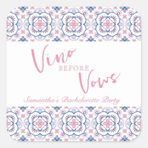 Vino Before Vows Wine Tasting Bachelorette  Square Sticker