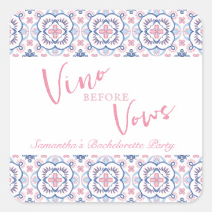 Vino Before Vows Wine Tasting Bachelorette Square Sticker