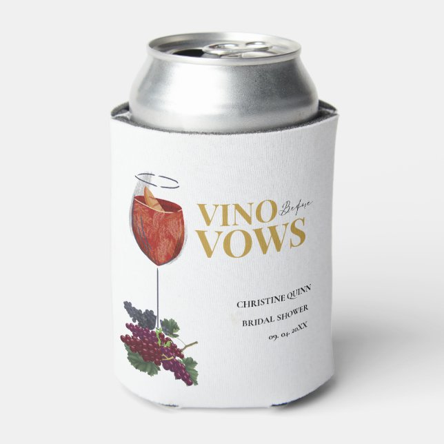 Vino before vows WIne Tasting bridal shower Can Cooler (Can Front)
