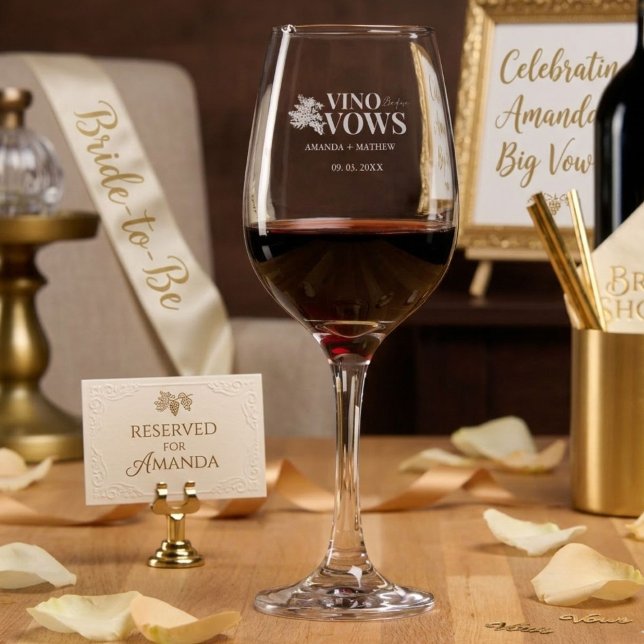 Vino before vows WIne Tasting bridal shower Glass (Creator Uploaded)