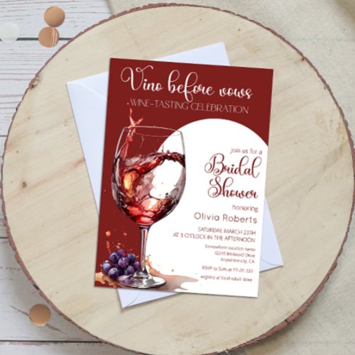Vino before vows Wine Tasting Bridal Shower Invitation