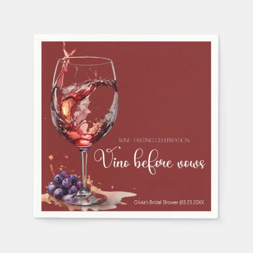 Vino before vows Wine Tasting Bridal Shower Napkins