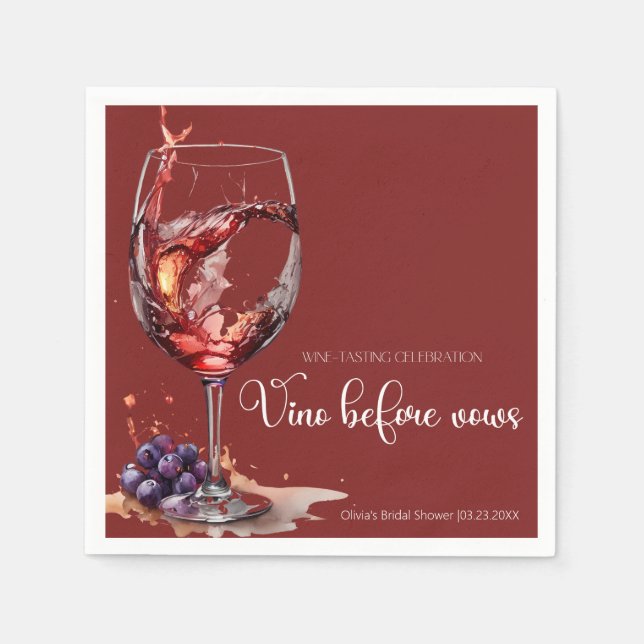 Vino before vows Wine Tasting Bridal Shower Napkins (Front)