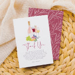 Vino Before Vows Wine Tasting Bridal Shower Thank You Card<br><div class="desc">A sophisticated thank you card to match our Vino Before Vows Wine Tasting Bridal Shower collection. This design features a watercolor illustration of a rosé bottle, champagne glass, red wine glass, white wine glass, grapes, cheese, and a vine leaf, and a custom heartfelt thank-you message to express your gratitude to...</div>