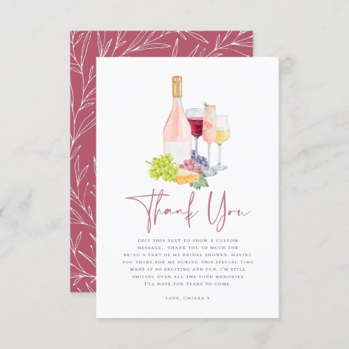 Vino Before Vows Wine Tasting Bridal Shower Thank You Card