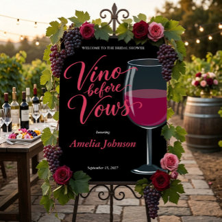 Vino Before Vows Wine Tasting Bridal Shower Welcom Foam Board