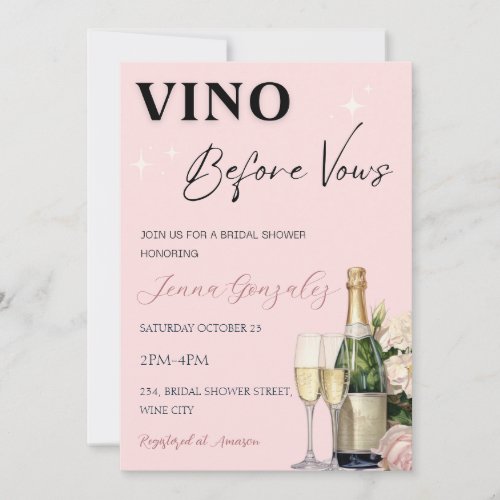 Vino Before Vows Wine Winery Bridal Shower  Invitation