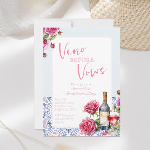 Vino Before Vows Winery Bachelorette Invitation