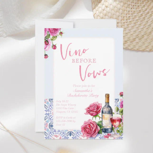 Vino Before Vows Winery Bachelorette Invitation | Zazzle