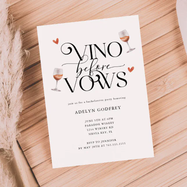 Vino Before Vows Winery Bachelorette Party Invitation | Zazzle
