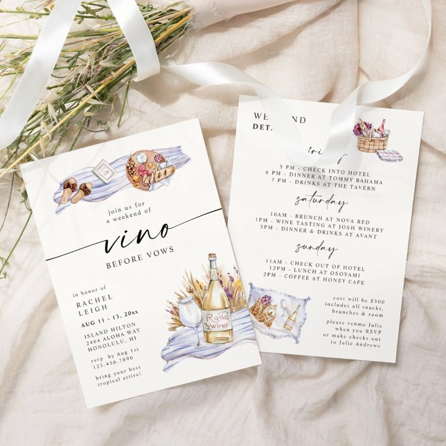 Vino Before Vows Winery Bachelorette Weekend Invitation (Creator Uploaded)