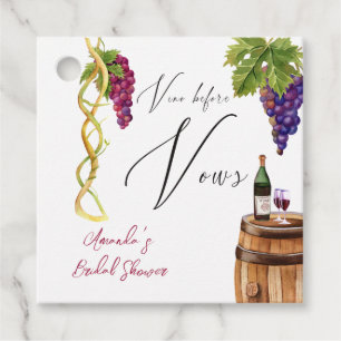 Vino Before Vows Winery Bridal Shower Decor Favor Tags